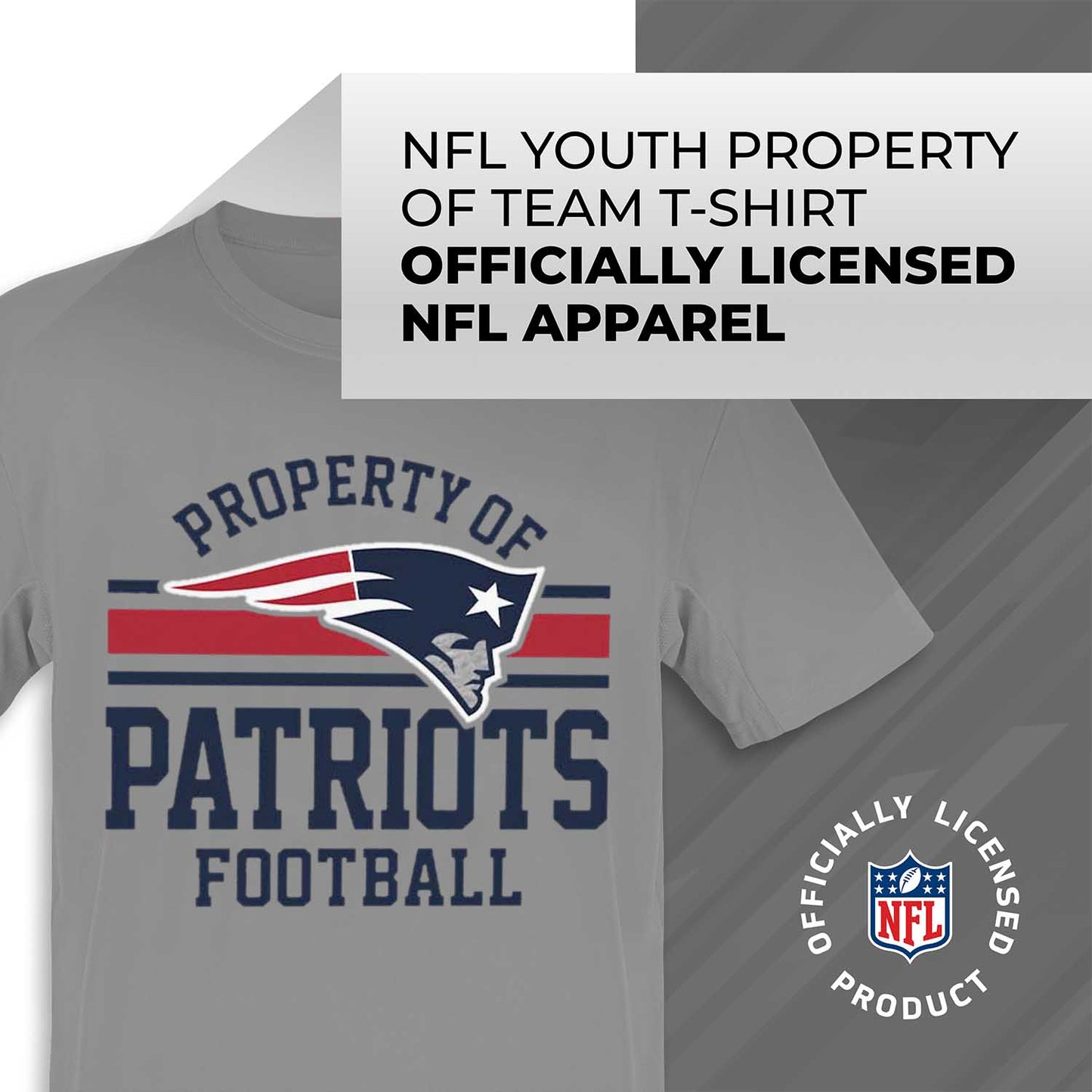 New England Patriots NFL Youth Property Of Short Sleeve Lightweight T Shirt - Sport Gray