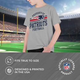 New England Patriots NFL Youth Property Of Short Sleeve Lightweight T Shirt - Sport Gray