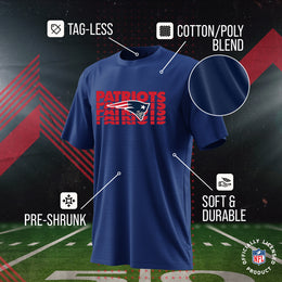 New England Patriots NFL Youth Repeating Logo Football T-Shirt Unisex Tag Free Comfortable - Navy