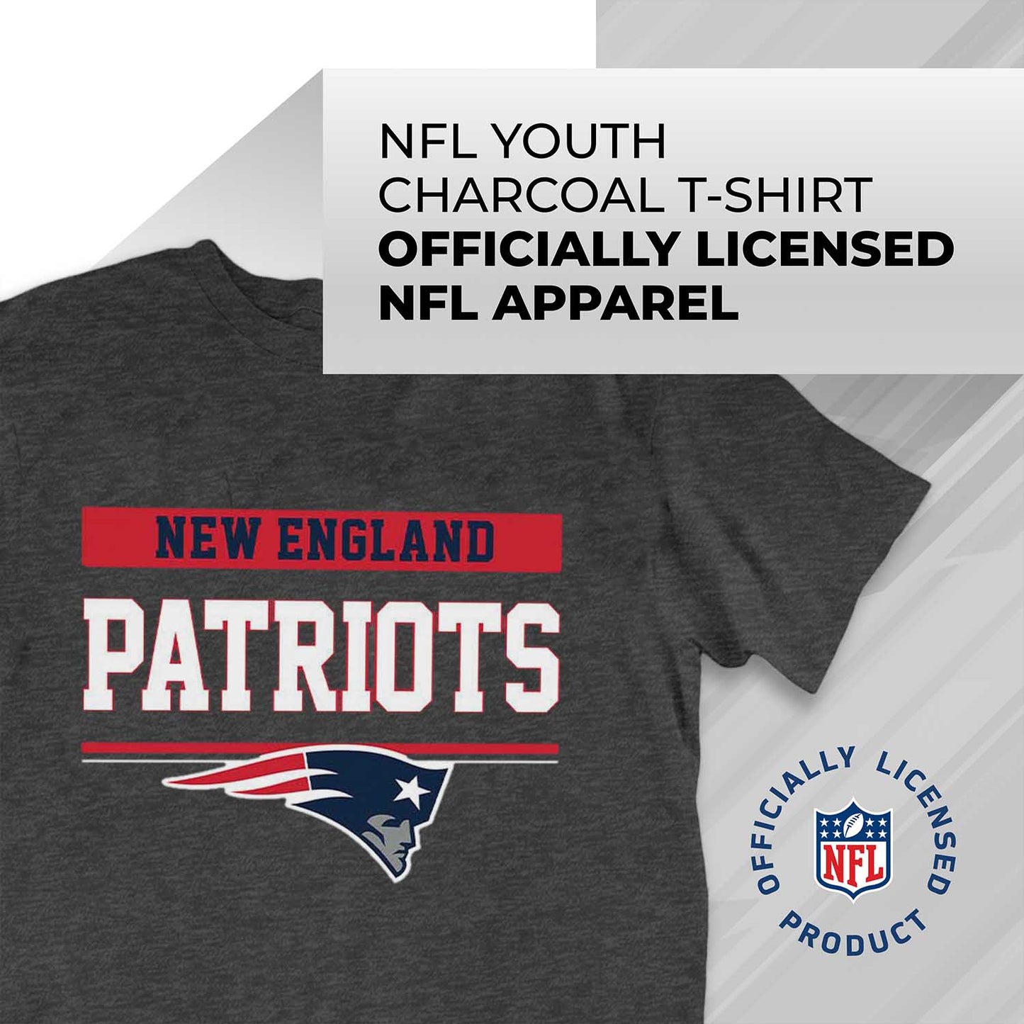 New England Patriots NFL Youth Short Sleeve Charcoal T Shirt - Charcoal