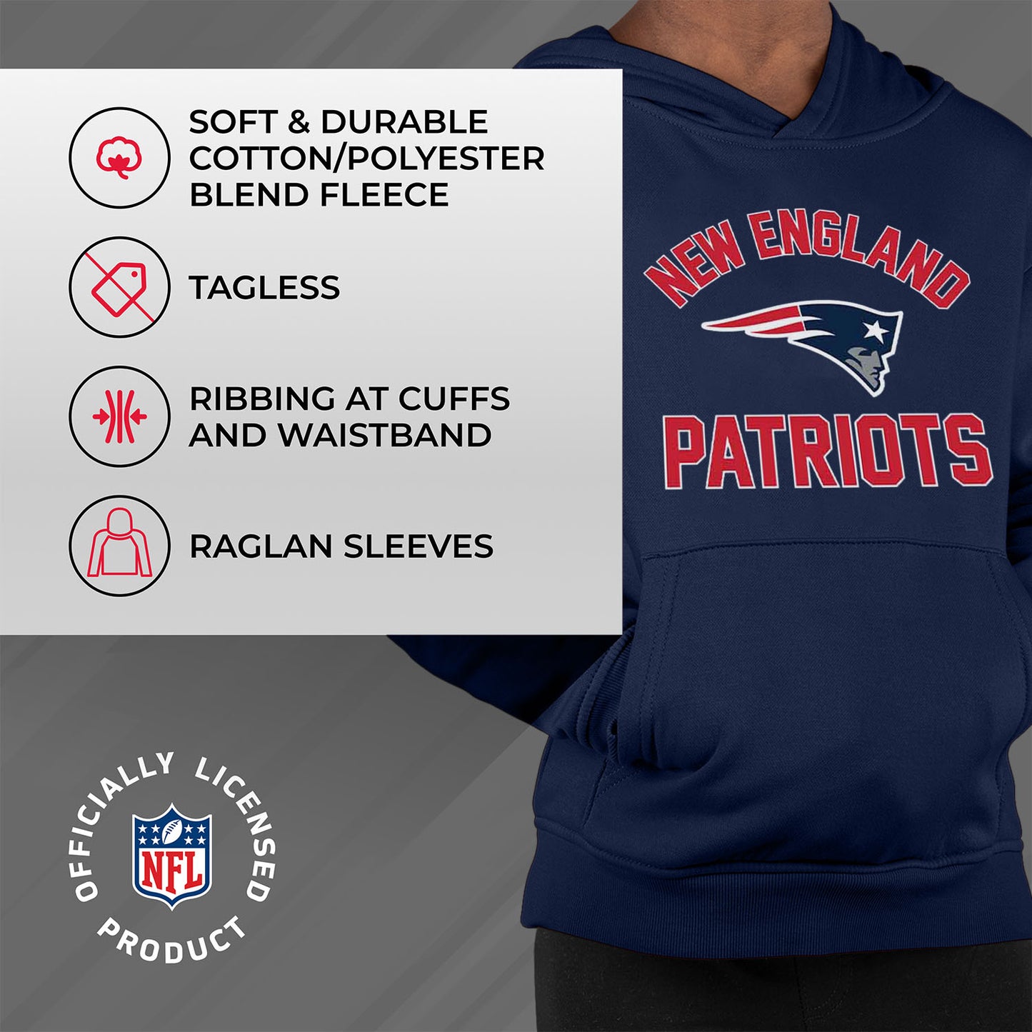 New England Patriots NFL Youth Gameday Hooded Sweatshirt - Navy