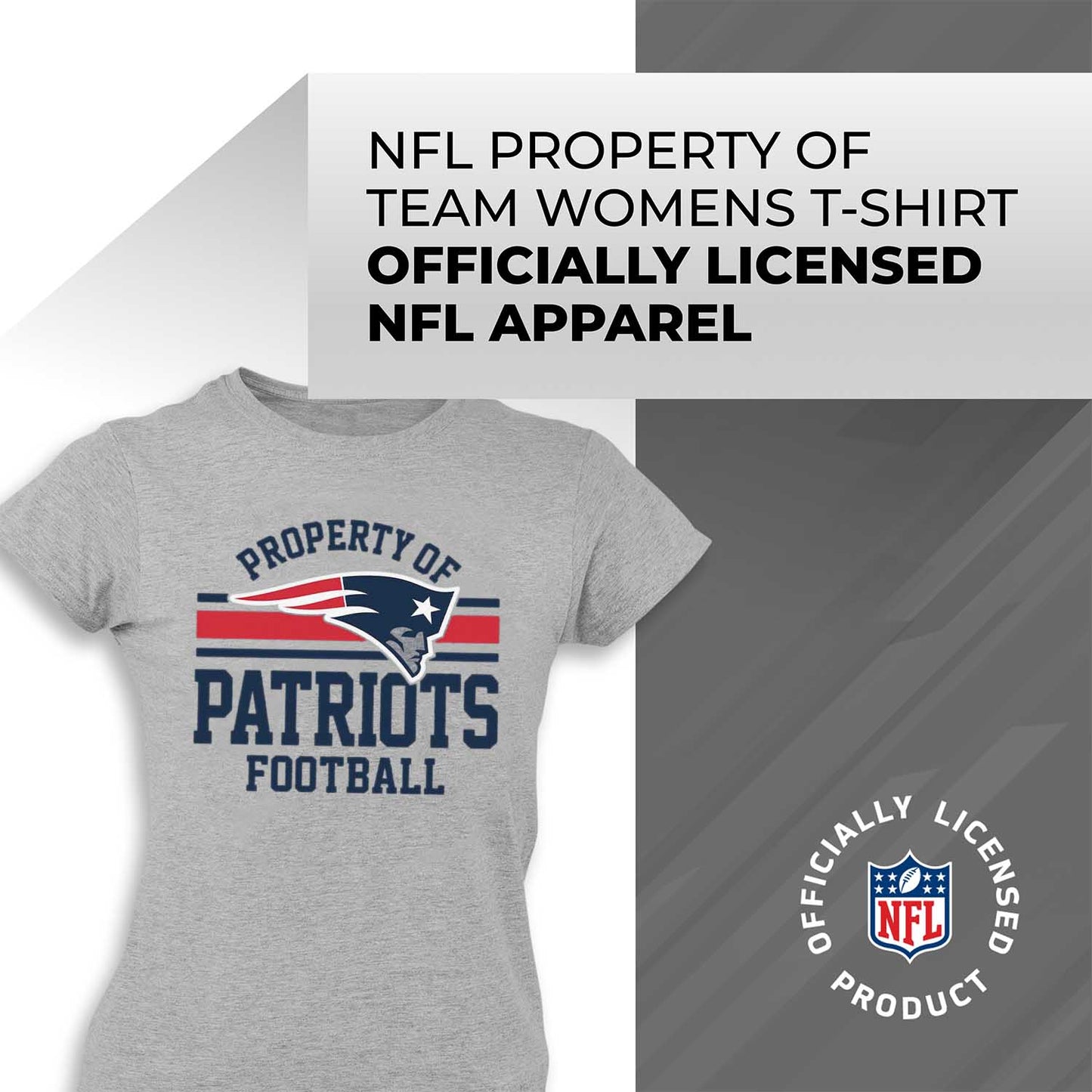 New England Patriots NFL Womens Short Sleeve Property of Tshirt - Gray