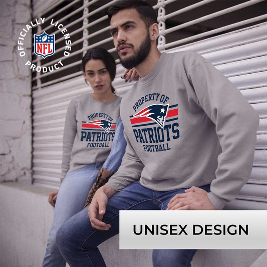 New England Patriots NFL Adult Property Of Crewneck Fleece Sweatshirt - Sport Gray