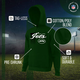 New York Jets NFL Adult Unisex Retro Script Ultra Soft Fleece Hooded Sweatshirt - Forest Green