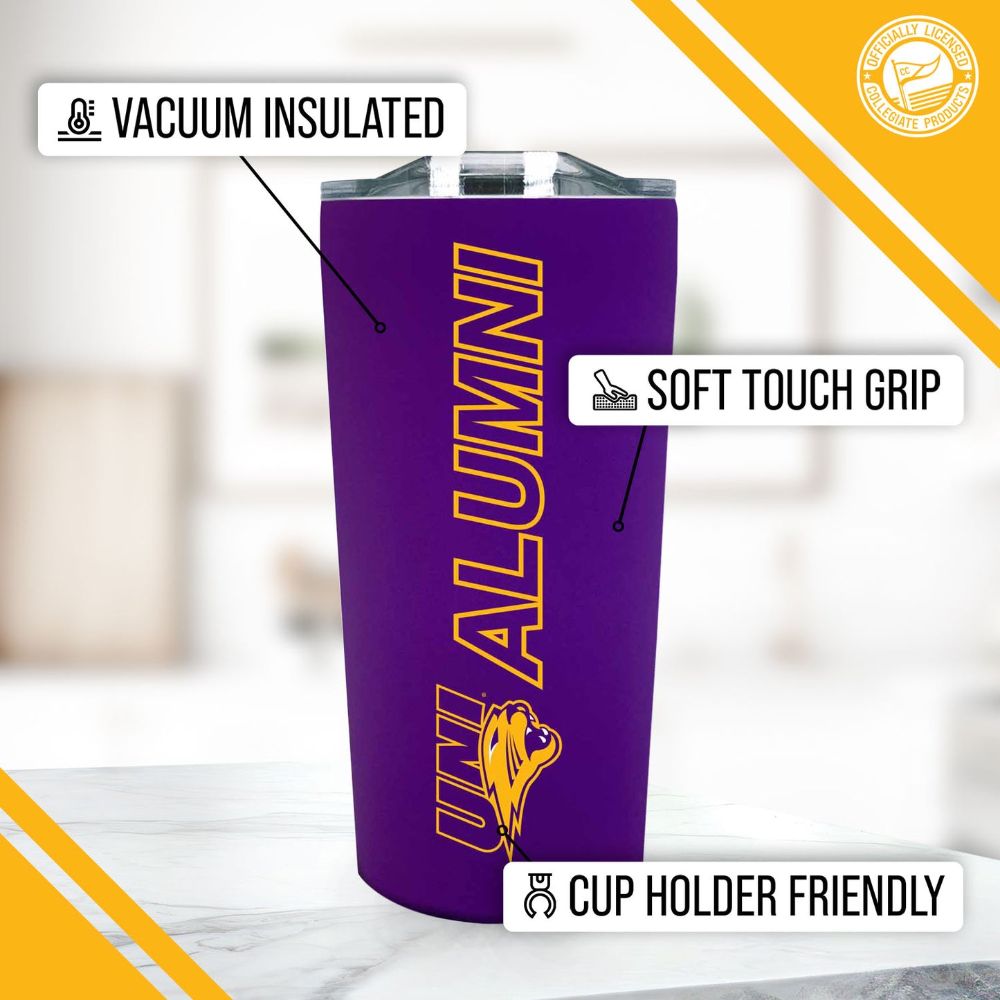 Northern Iowa Panthers NCAA Stainless Steel Travel Tumbler for Alumni - Purple