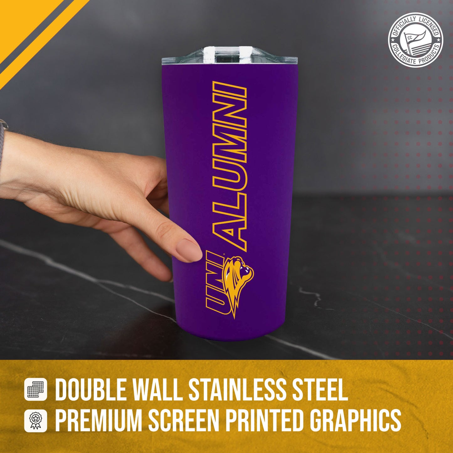 Northern Iowa Panthers NCAA Stainless Steel Travel Tumbler for Alumni - Purple