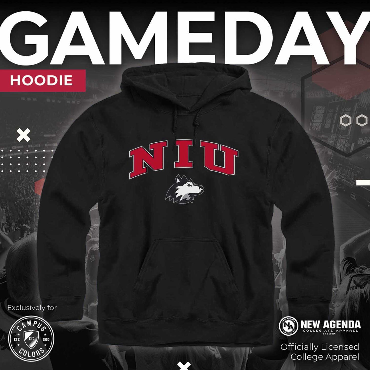 Northern Illinois Huskies Adult Arch & Logo Soft Style Gameday Hooded Sweatshirt - Black