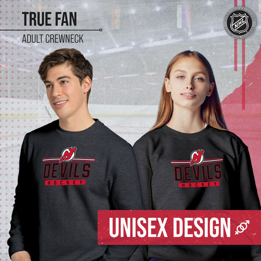 New Jersey Devils NHL Charcoal True Fan Crewneck Sweatshirt - Charcoal