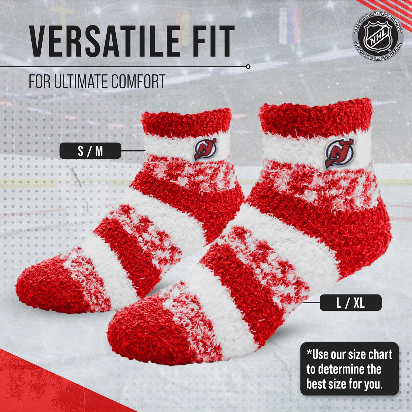 New Jersey Devils NHL Unisex Cozy Sleep Socks - Red