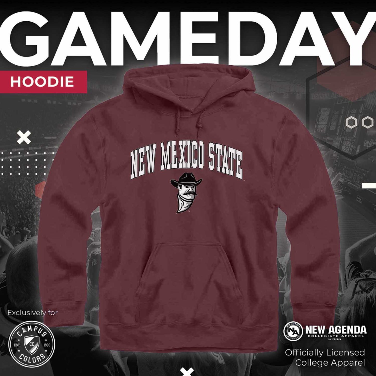 New Mexico State Aggies Adult Arch & Logo Soft Style Gameday Hooded Sweatshirt - Maroon