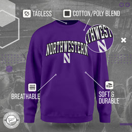 Northwestern Wildcats NCAA Adult Tackle Twill Crewneck Sweatshirt - Purple