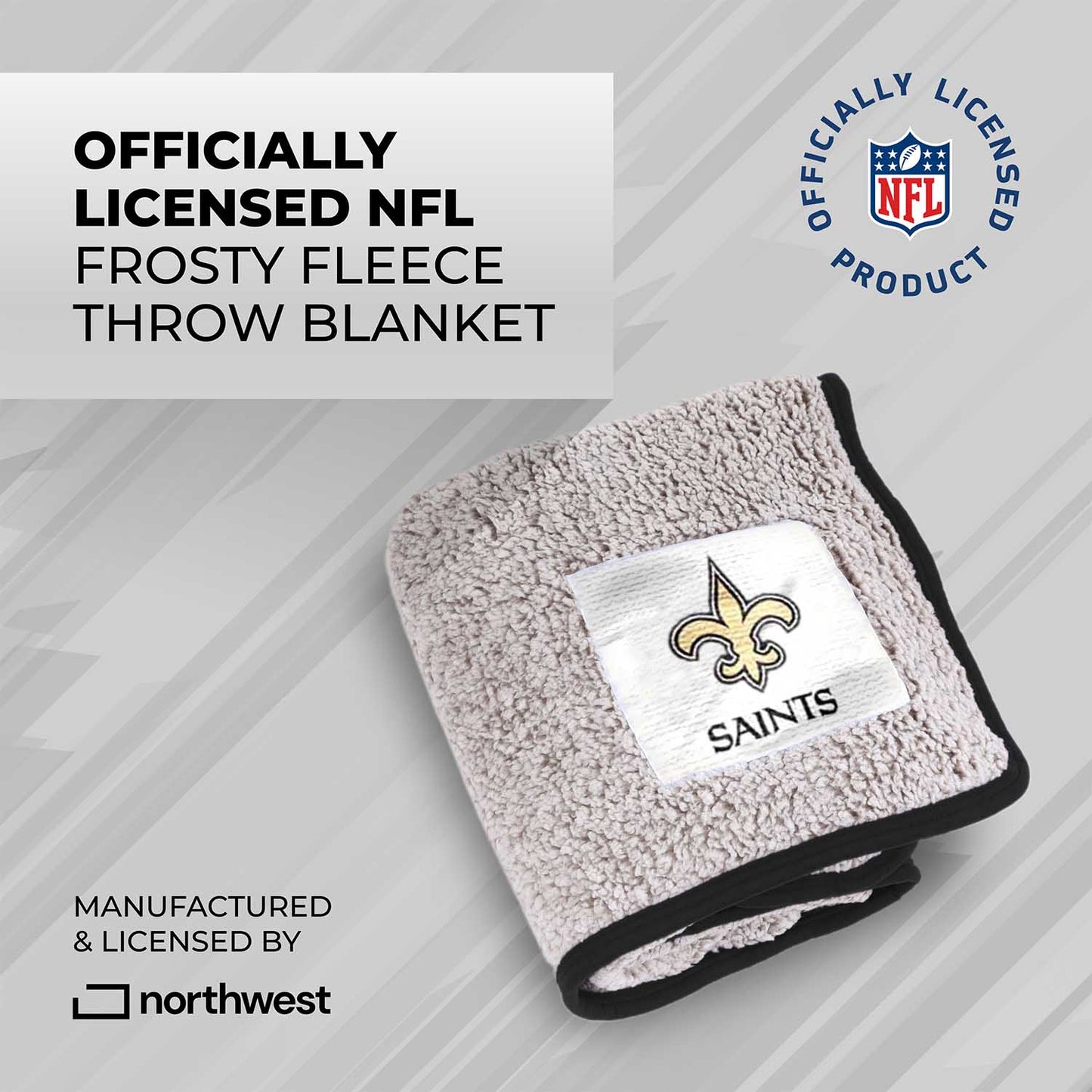 New Orleans Saints NFL Silk Touch Sherpa Throw Blanket - Black