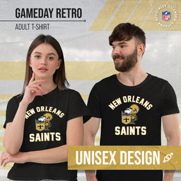 New Orleans Saints NFL Adult Retro Gameday Unisex T-Shirt - Black