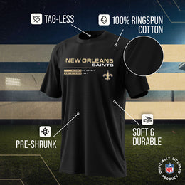 New Orleans Saints Adult NFL Speed Stat Sheet T-Shirt - Black