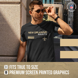 New Orleans Saints Adult NFL Speed Stat Sheet T-Shirt - Black