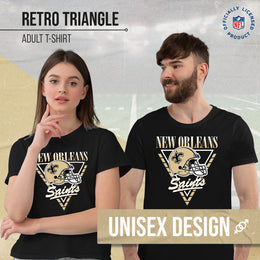 New Orleans Saints NFL Adult Retro Triangle Unisex T-Shirt - Black