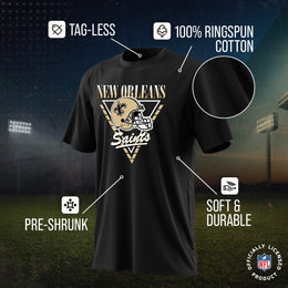 New Orleans Saints NFL Adult Retro Triangle Unisex T-Shirt - Black