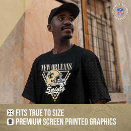 New Orleans Saints NFL Adult Retro Triangle Unisex T-Shirt - Black