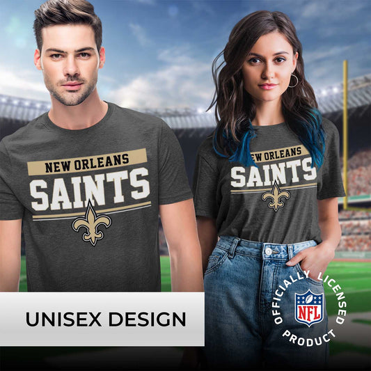 New Orleans Saints NFL Adult Team Block Tagless T-Shirt - Charcoal