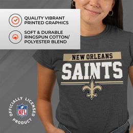 New Orleans Saints NFL Women's Team Block Plus Sized Relaxed Fit T-Shirt - Charcoal