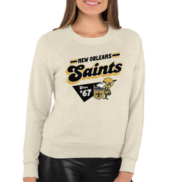 New Orleans Saints NFL Womens Groovy Retro Slouchy Crewneck - Off White