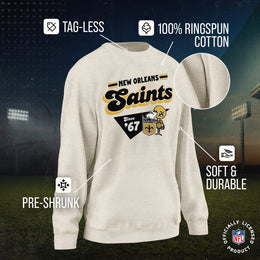 New Orleans Saints NFL Womens Groovy Retro Slouchy Crewneck - Off White