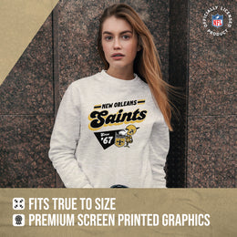 New Orleans Saints NFL Womens Groovy Retro Slouchy Crewneck - Off White