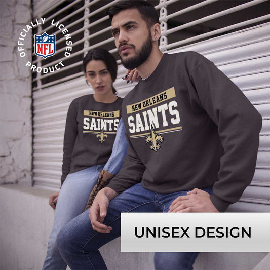 New Orleans Saints NFL Adult Long Sleeve Team Block Charcoal Crewneck Sweatshirt - Charcoal