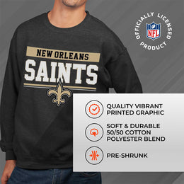 New Orleans Saints NFL Adult Long Sleeve Team Block Charcoal Crewneck Sweatshirt - Charcoal