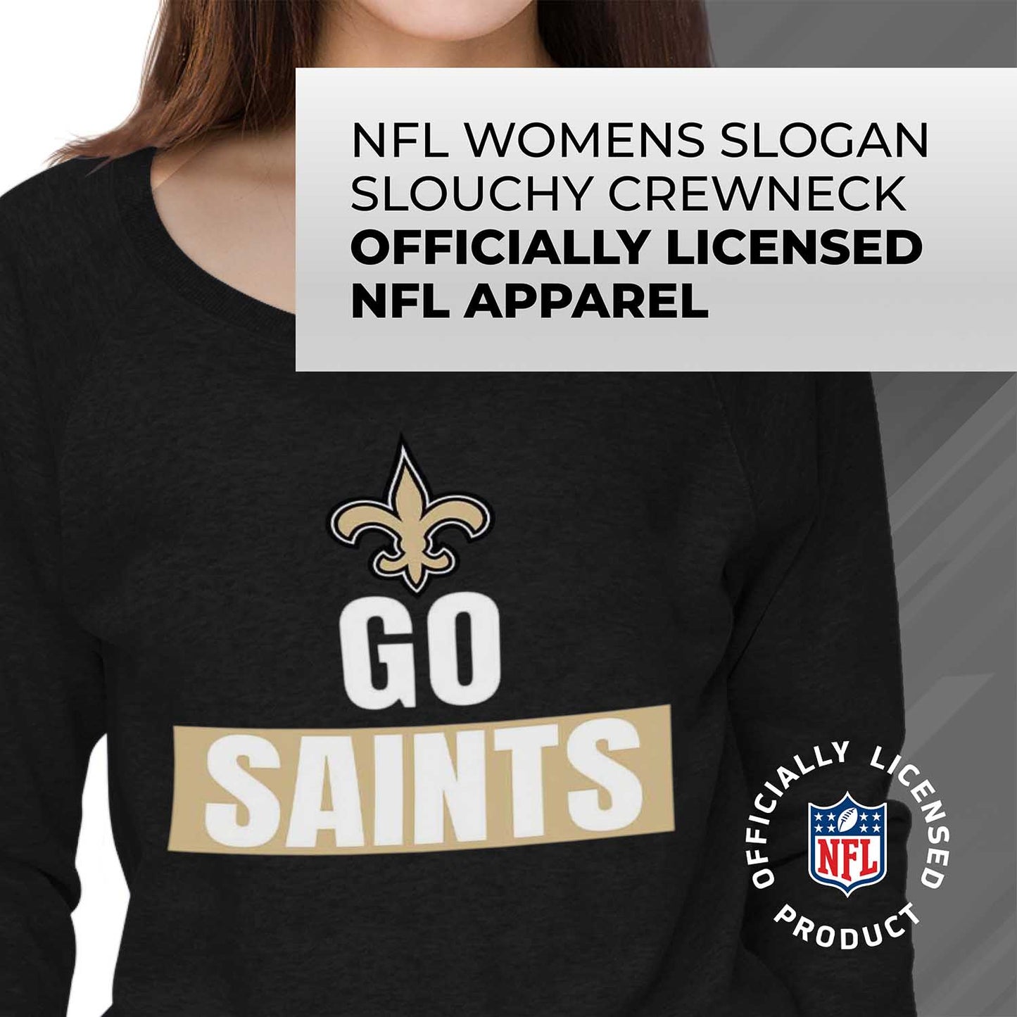 New Orleans Saints NFL Womens Plus Size Team Slogan Crew Neck - Black