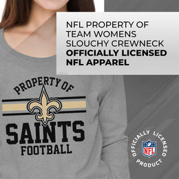 New Orleans Saints NFL Womens Property of Lighweight Crew Neck - Sport Gray