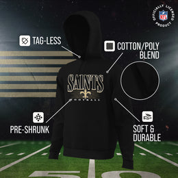 New Orleans Saints NFL Adult Unisex Overtime Blueprint Soft Fleece Hooded Sweatshirt - Black