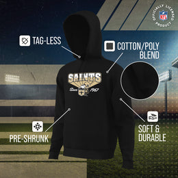 New Orleans Saints NFL Adult Unisex Vintage Block Ultra Soft Fleece Hooded Sweatshirt - Black