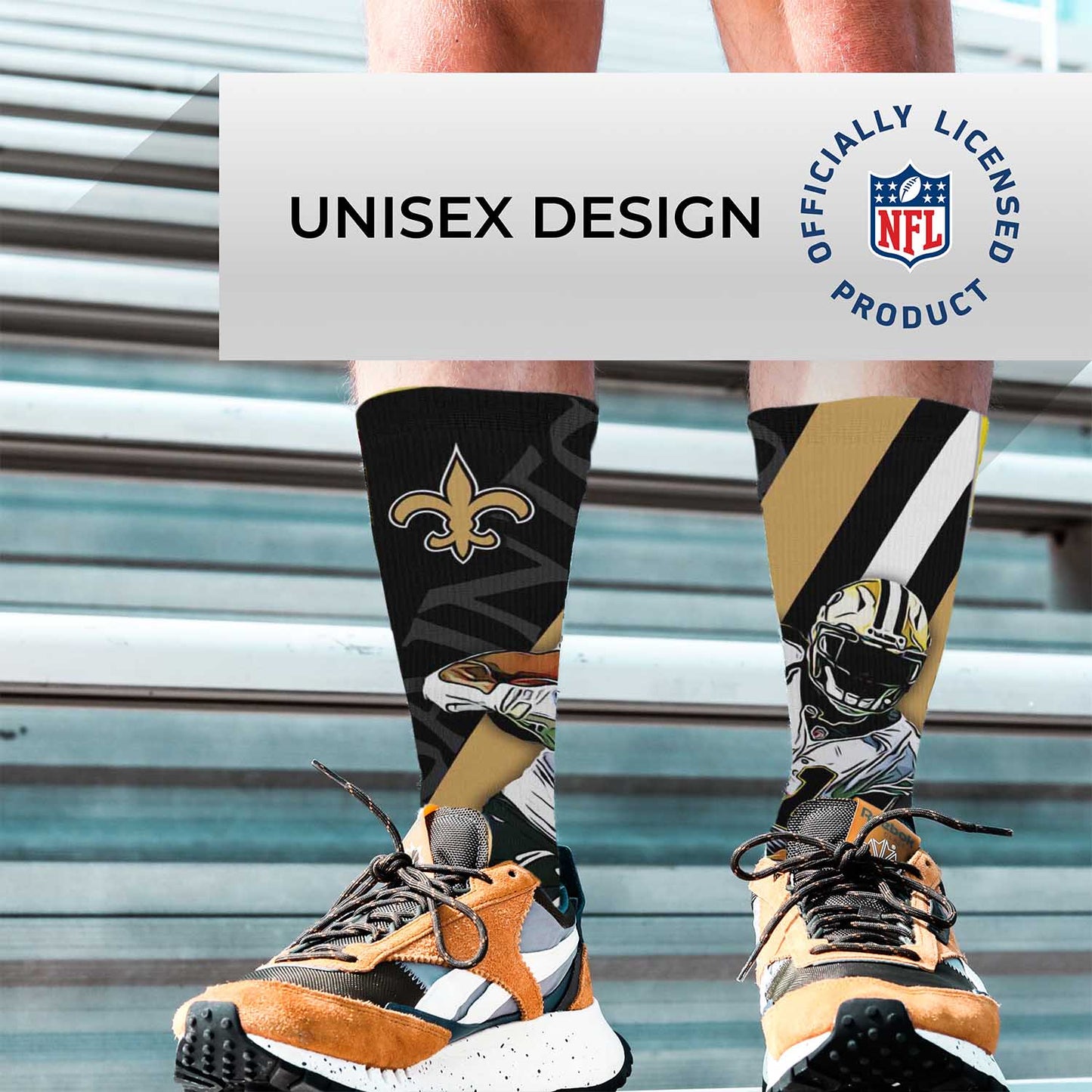 New Orleans Saints NFL Adult Player Stripe Sock - Black