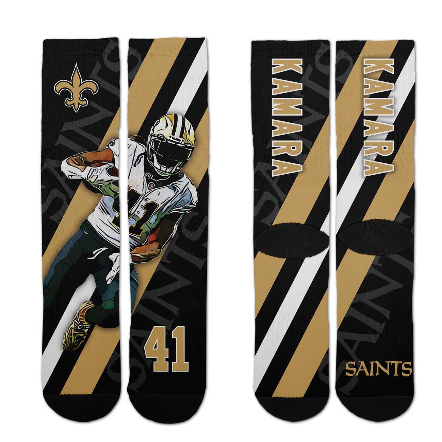 New Orleans Saints NFL Adult Player Stripe Sock - Black