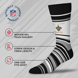 New Orleans Saints NFL Adult Striped Dress Socks - Black