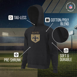 New Orleans Saints NFL Adult Unisex Modern Throwback Ultra Soft Fleece Hooded Sweatshirt - Black Heather