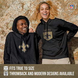 New Orleans Saints NFL Adult Unisex Modern Throwback Ultra Soft Fleece Hooded Sweatshirt - Black Heather