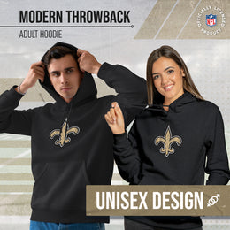 New Orleans Saints NFL Adult Unisex Modern Throwback Ultra Soft Fleece Hooded Sweatshirt - Black