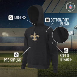 New Orleans Saints NFL Adult Unisex Modern Throwback Ultra Soft Fleece Hooded Sweatshirt - Black
