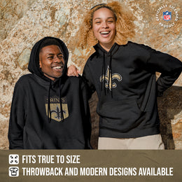 New Orleans Saints NFL Adult Unisex Modern Throwback Ultra Soft Fleece Hooded Sweatshirt - Black