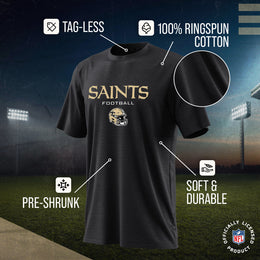 New Orleans Saints NFL Adult Football Helmet Tagless T-Shirt - Charcoal