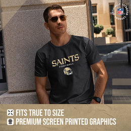 New Orleans Saints NFL Adult Football Helmet Tagless T-Shirt - Charcoal