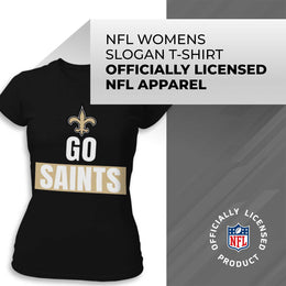 New Orleans Saints NFL Womens Team Slogan Short Sleeve Tshirt - Black