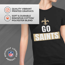 New Orleans Saints NFL Womens Team Slogan Short Sleeve Tshirt - Black