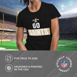 New Orleans Saints NFL Womens Team Slogan Short Sleeve Tshirt - Black