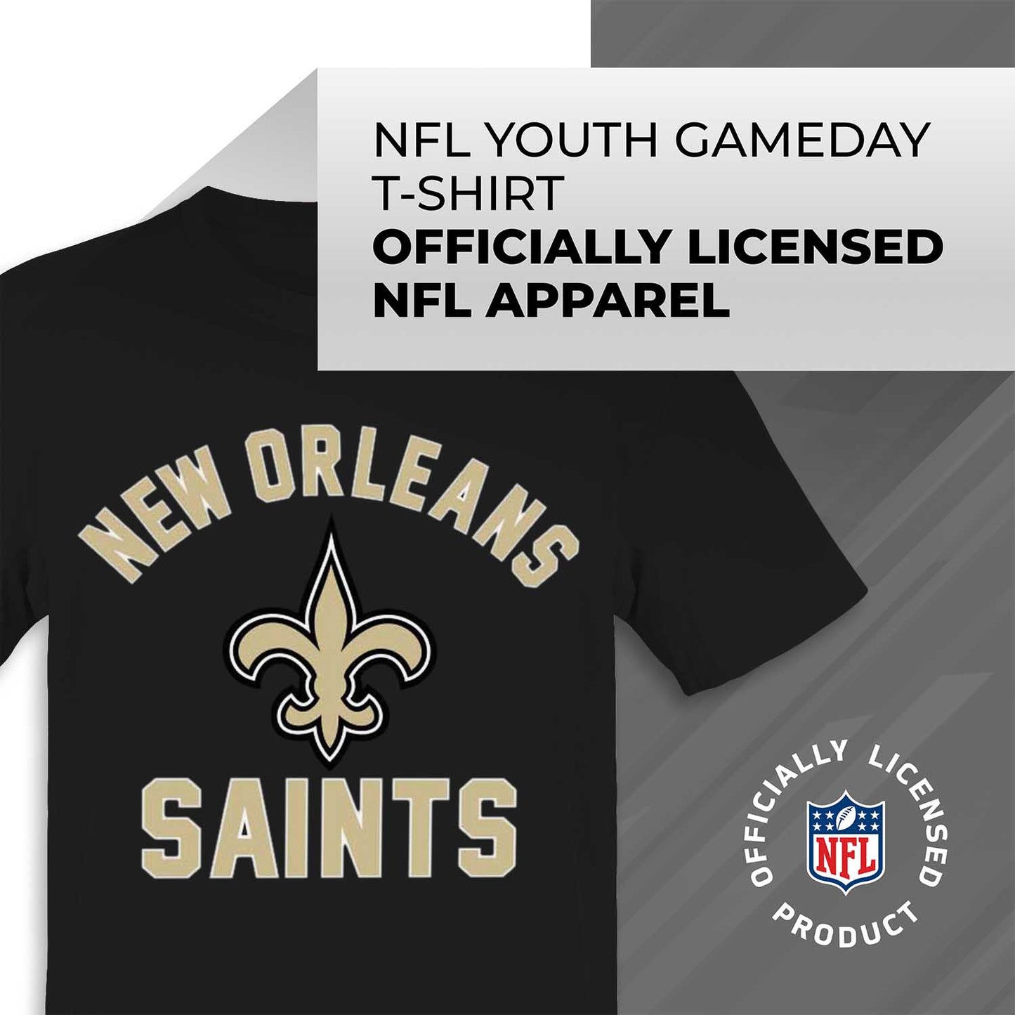New Orleans Saints NFL Youth Gameday Football T-Shirt - Black