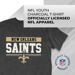 New Orleans Saints NFL Youth Short Sleeve Charcoal T Shirt - Charcoal