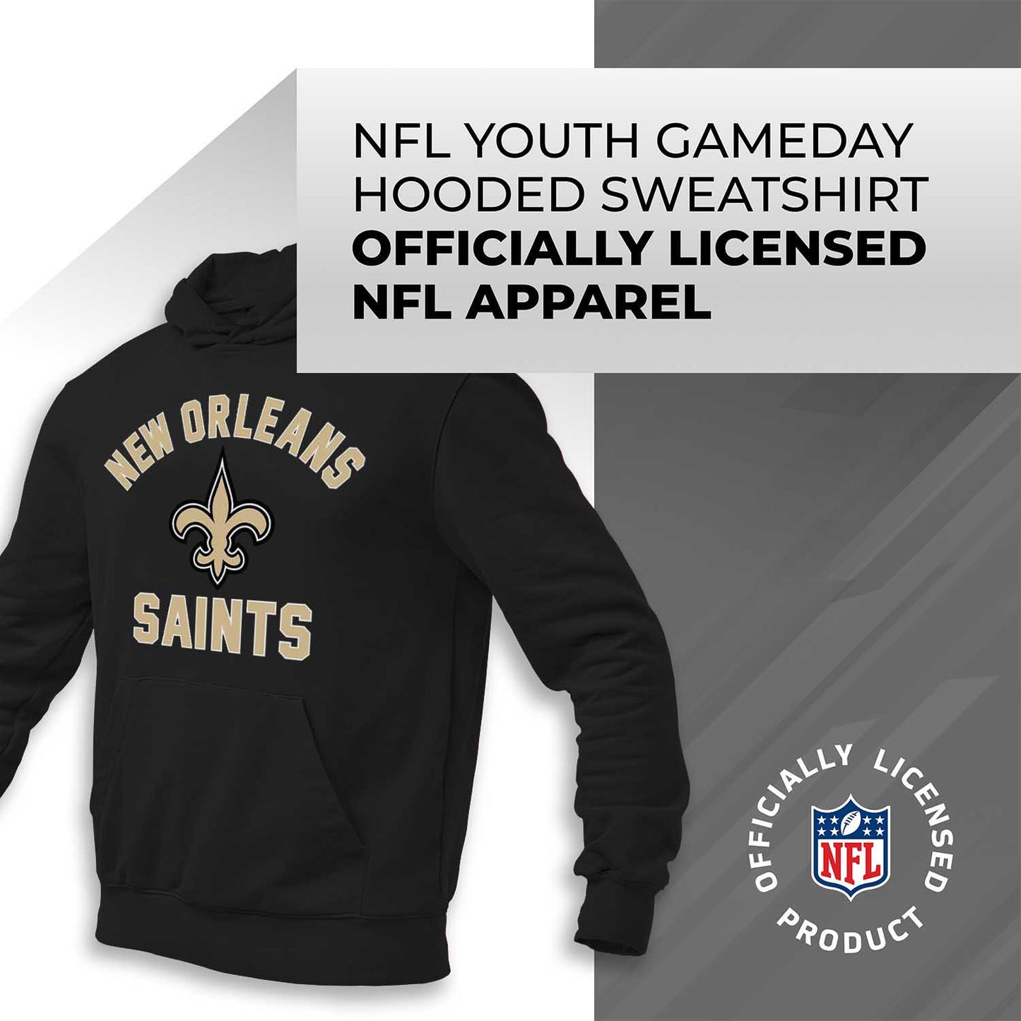 New Orleans Saints NFL Youth Gameday Hooded Sweatshirt - Black