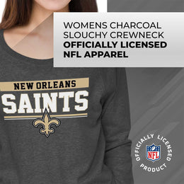 New Orleans Saints NFL Womens Charcoal Crew Neck Football Apparel - Charcoal